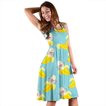 Banana Pattern Print Design BA07 Midi Dress