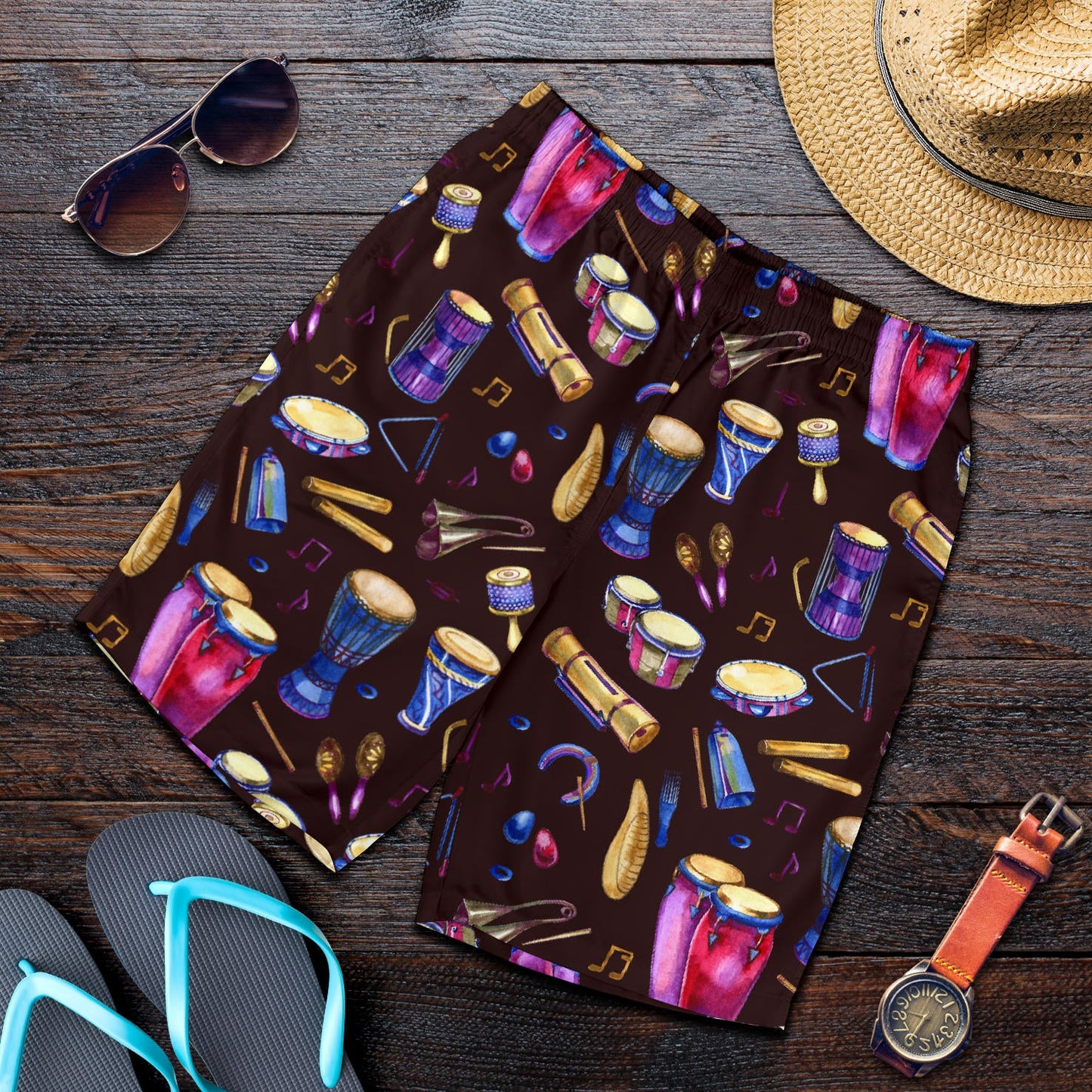 Percussion Neon Pattern Print Design 04 Mens Shorts