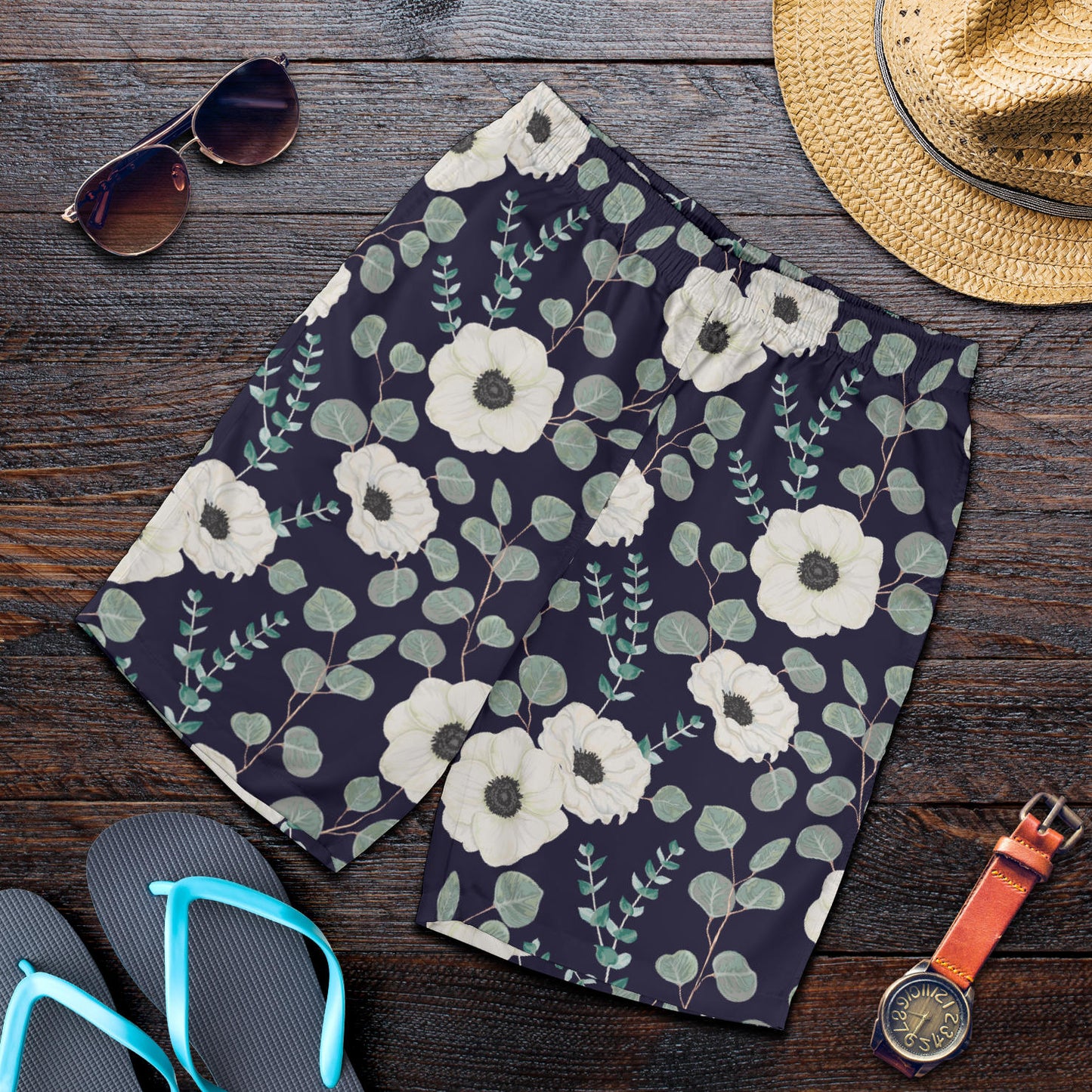 Anemone Pattern Print Design AM01 Mens Shorts