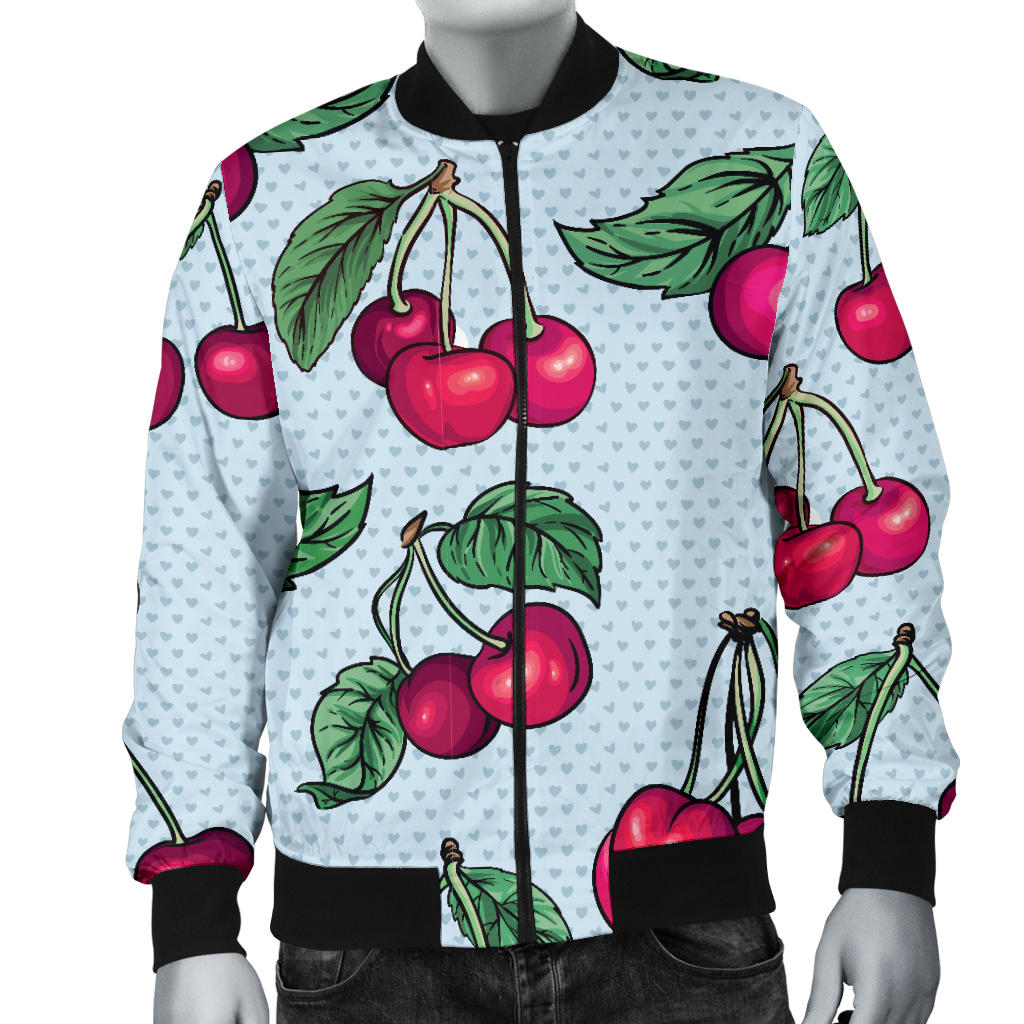 Cherry Pattern Print Design CH01 Men Bomber Jacket