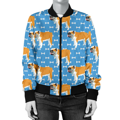 Bulldogs Pattern Print Design 06 Women's Bomber Jacket