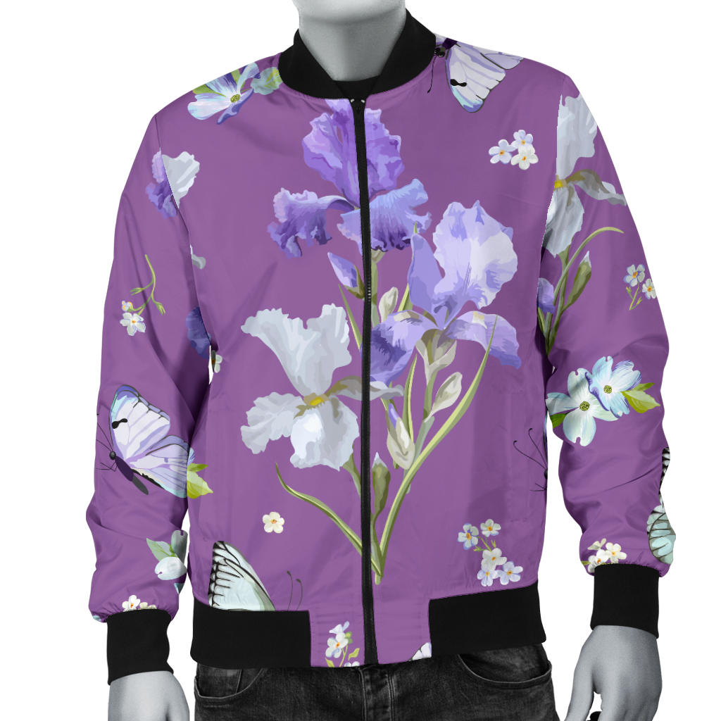 Iris Pattern Print Design IR09 Men Bomber Jacket