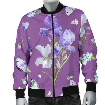 Iris Pattern Print Design IR09 Men Bomber Jacket