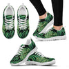 Green Fresh Tropical Palm Leaves Sneakers White Bottom Shoes