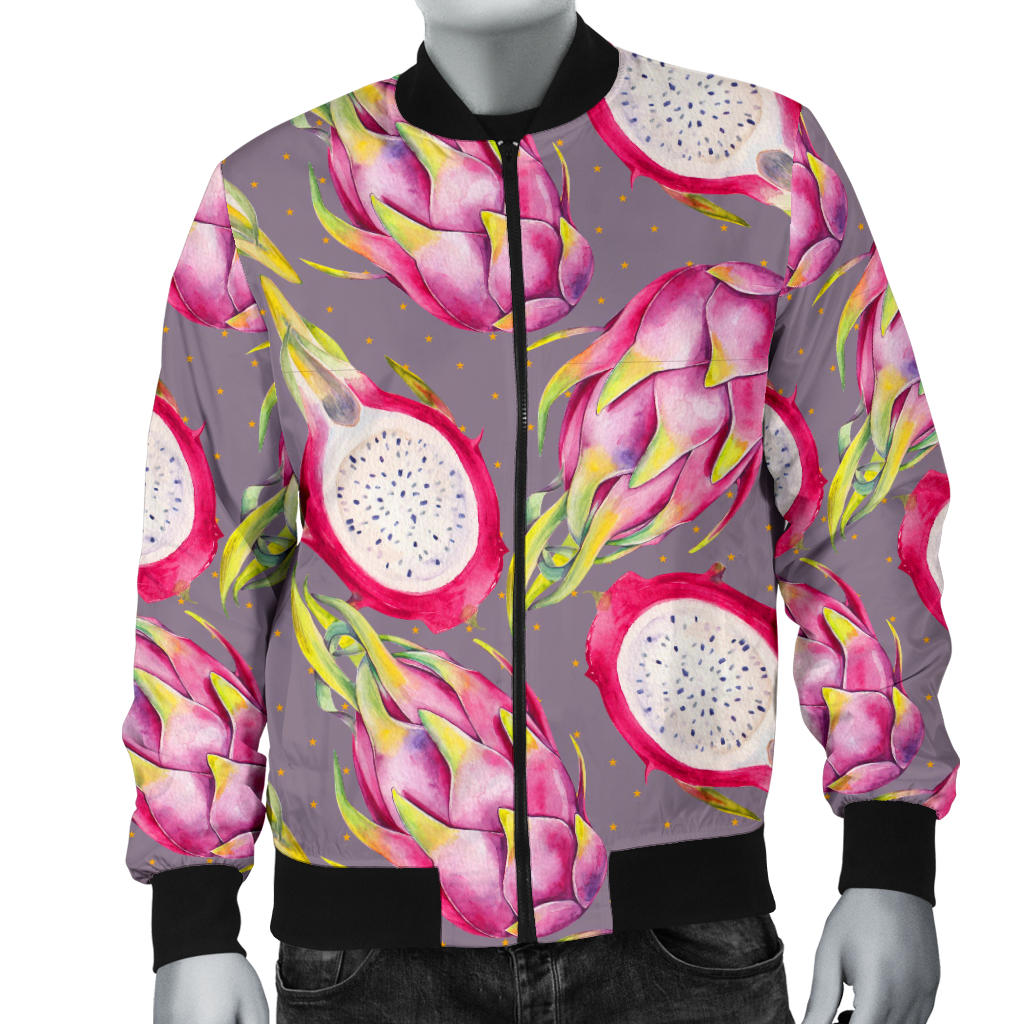 Dragonfruit Pattern Print Design DF03 Men Bomber Jacket