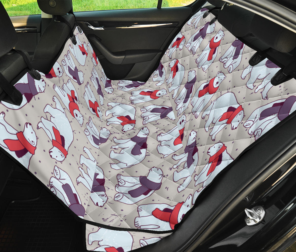 Polar Bear Pattern Print Design PB04 Rear Dog  Seat Cover