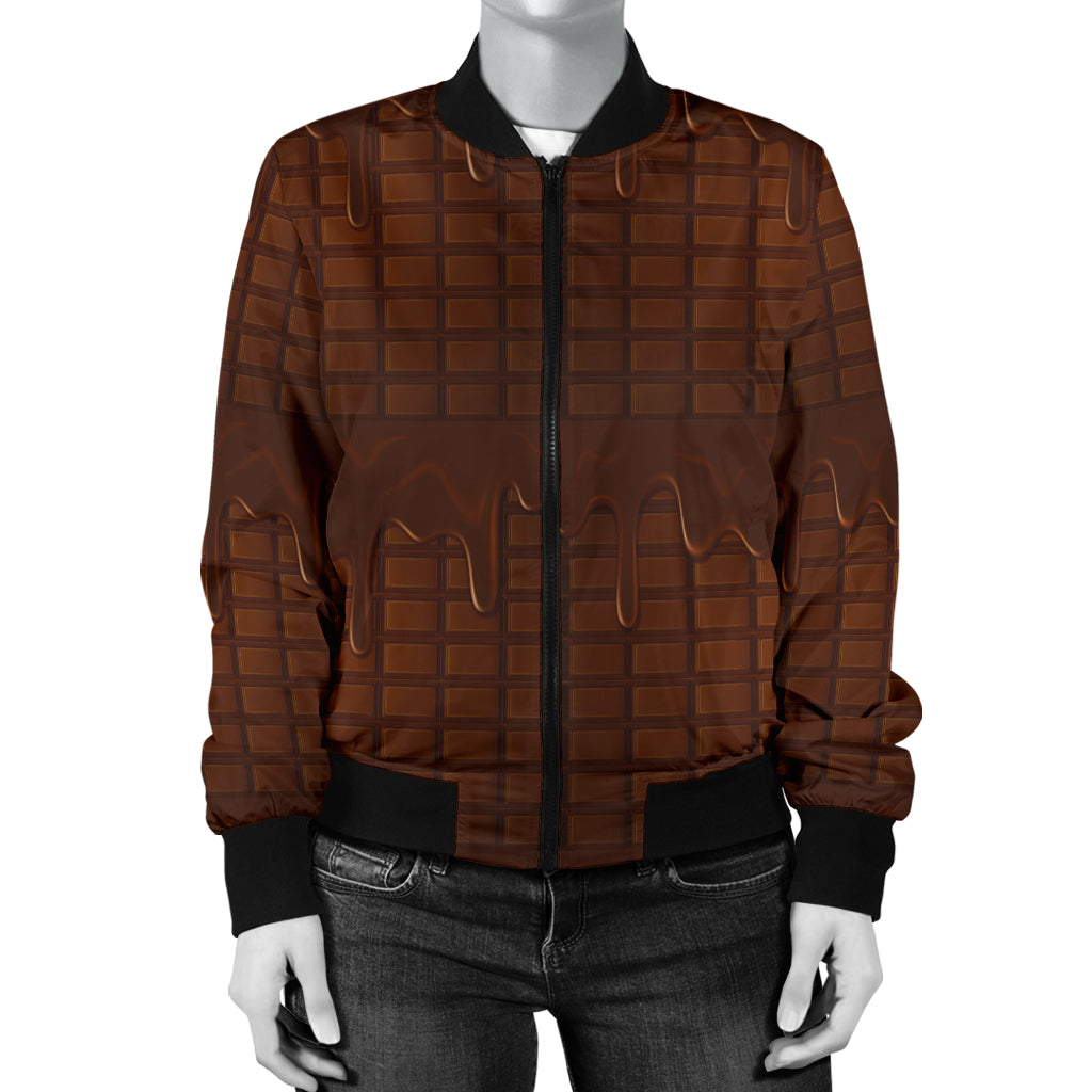 Chocolate Pattern Print Design 01 Women's Bomber Jacket