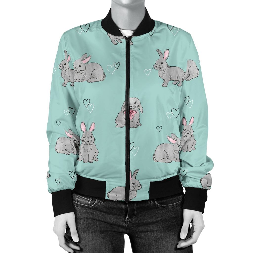 Bunny Pattern Print Design 02 Women's Bomber Jacket