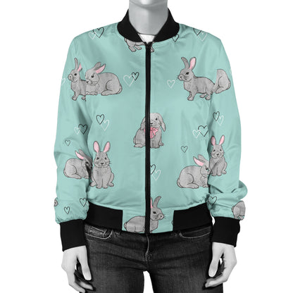 Bunny Pattern Print Design 02 Women's Bomber Jacket