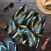 Gold Glitter Cyan Tropical Palm Leaves Mens Shorts