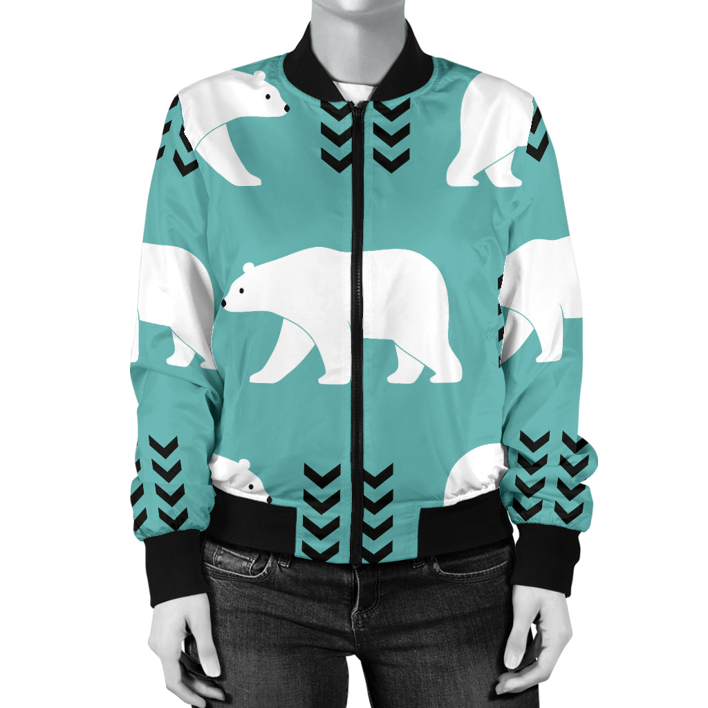 Polar Bear Pattern Print Design A05 Women's Bomber Jacket