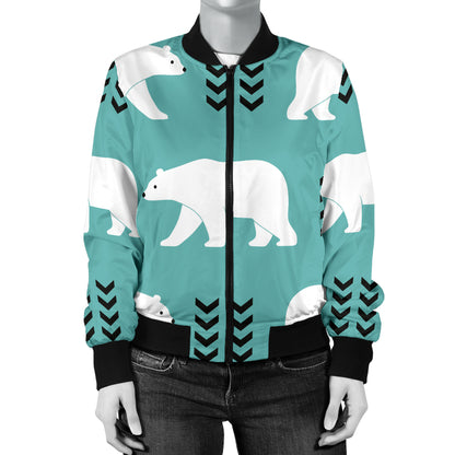 Polar Bear Pattern Print Design A05 Women's Bomber Jacket