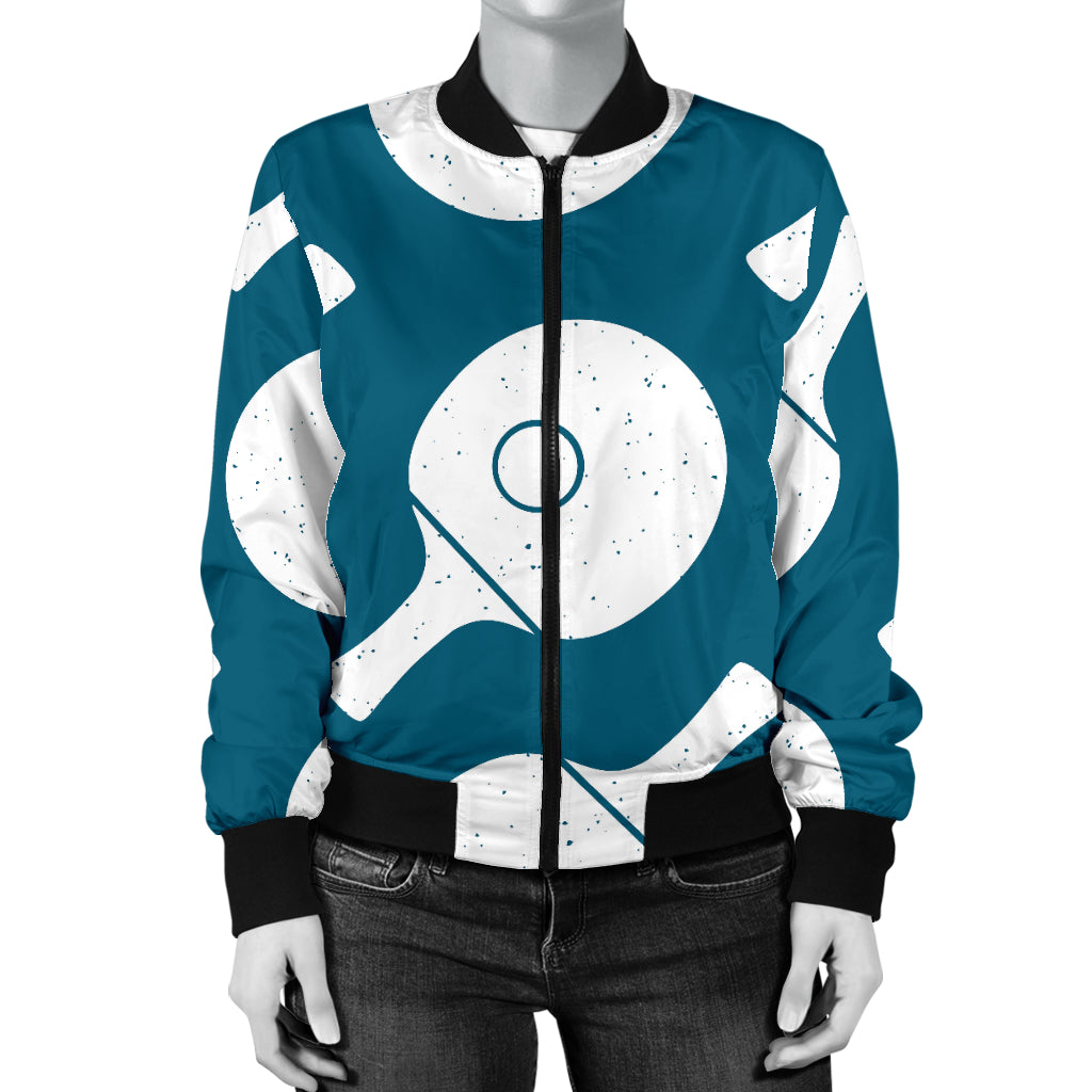 Ping Pong Pattern Print Design A02 Women's Bomber Jacket