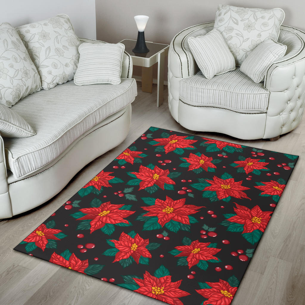 Poinsettia Pattern Print Design POT07 Area Rugs