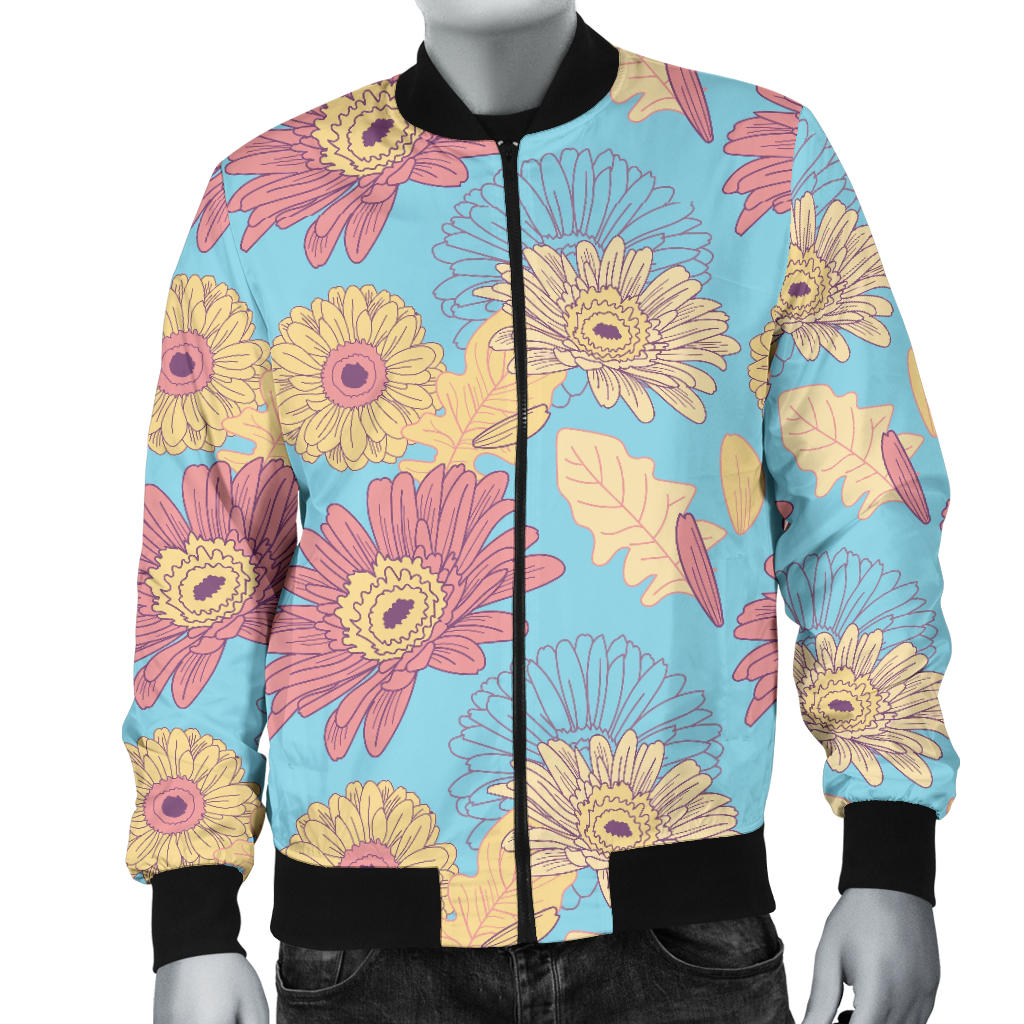 Gerberas Pattern Print Design GB04 Men Bomber Jacket
