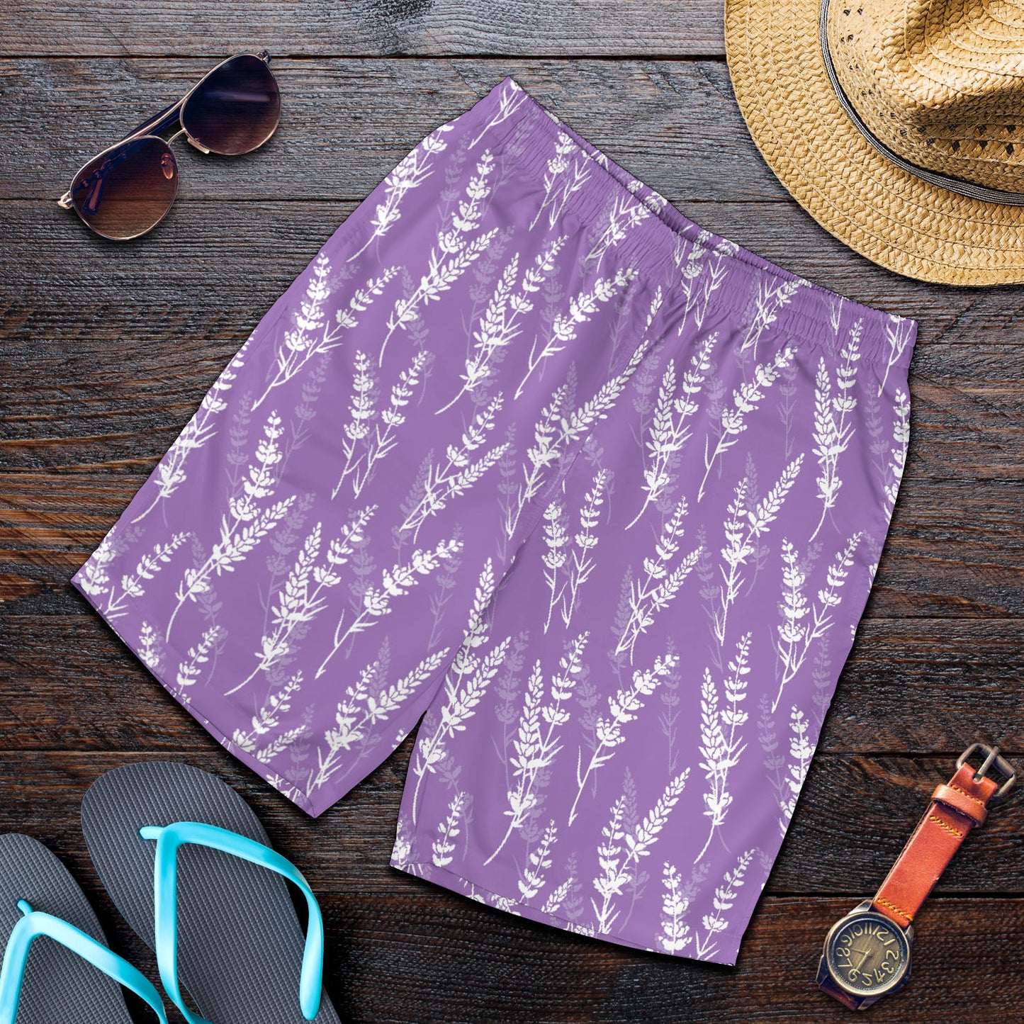 Lavender Pattern Print Design LV08 Mens Shorts