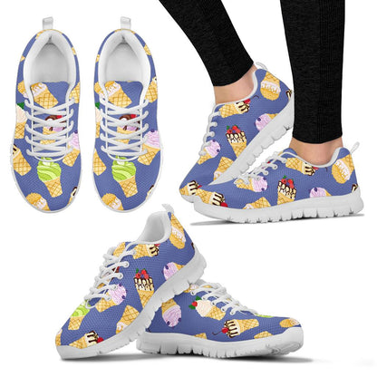 Ice Cream Pattern Print Design IC03 Sneakers White Bottom Shoes