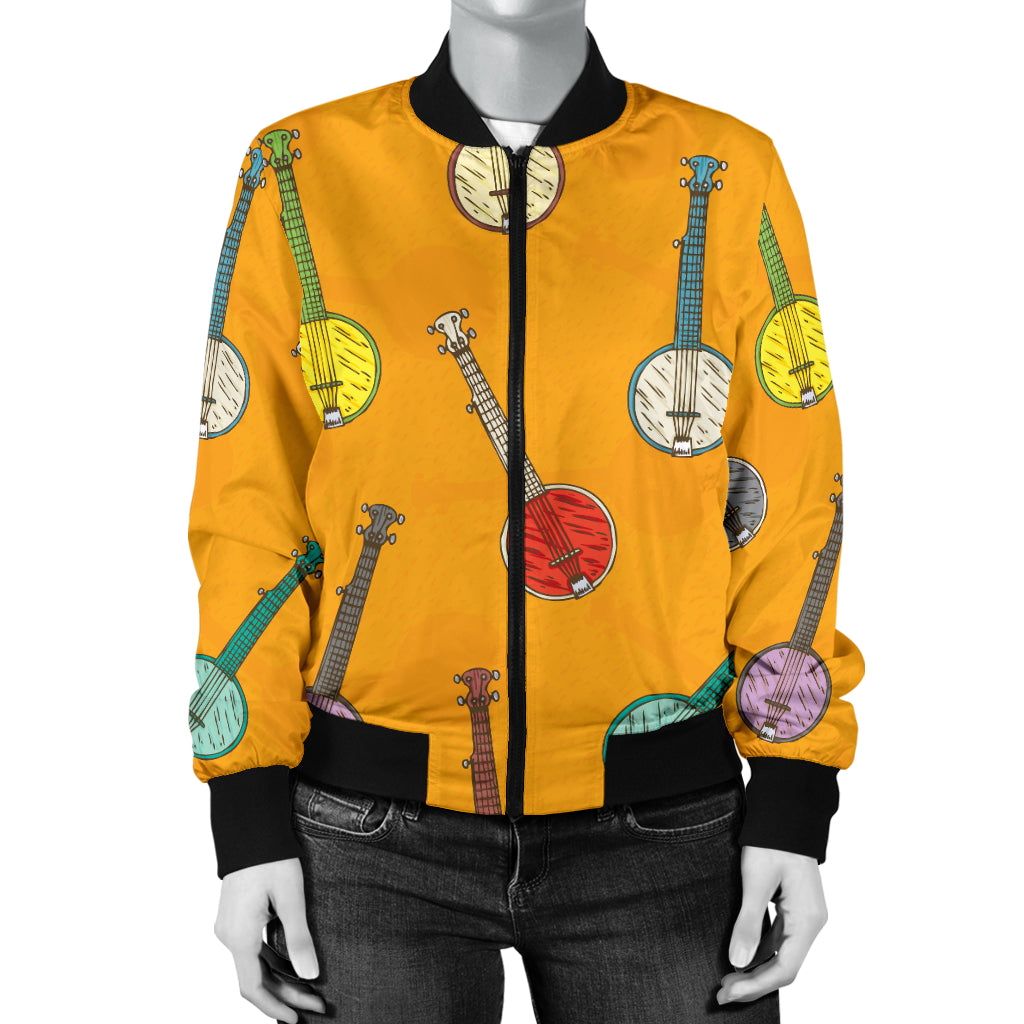 Banjo Pattern Print Design 02 Women's Bomber Jacket