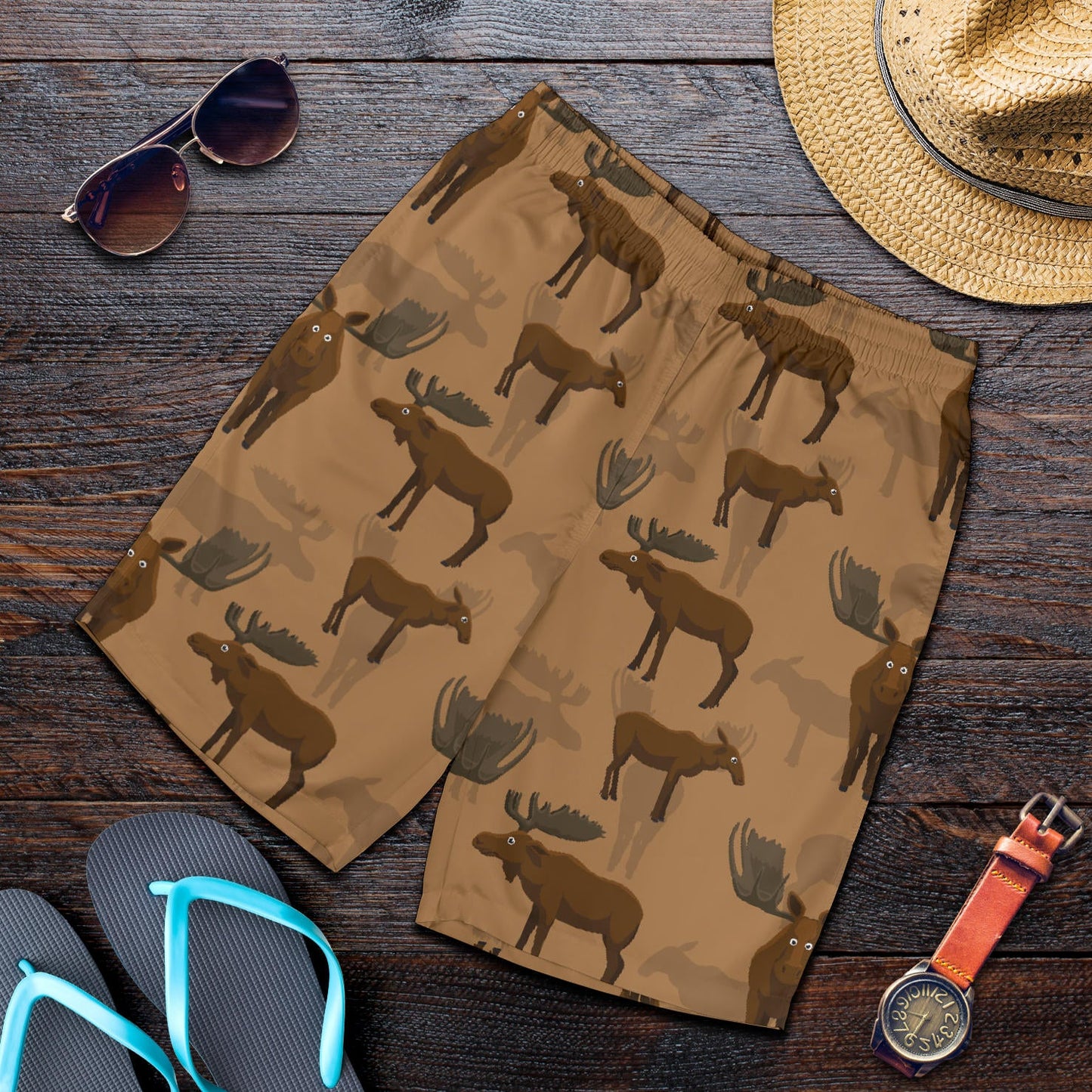 Moose Pattern Print Design 03 Mens Shorts