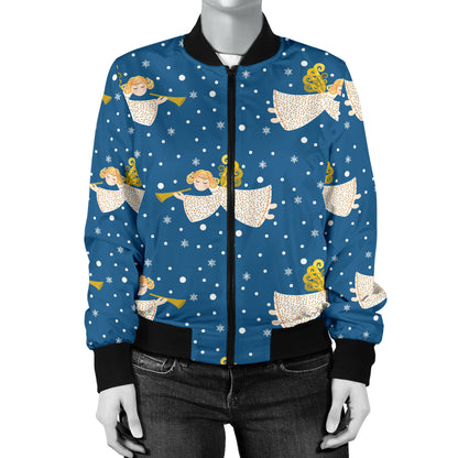 Angel Pattern Print Design 08 Women's Bomber Jacket