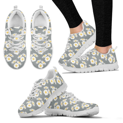 Daisy Pattern Print Design DS09 Sneakers White Bottom Shoes