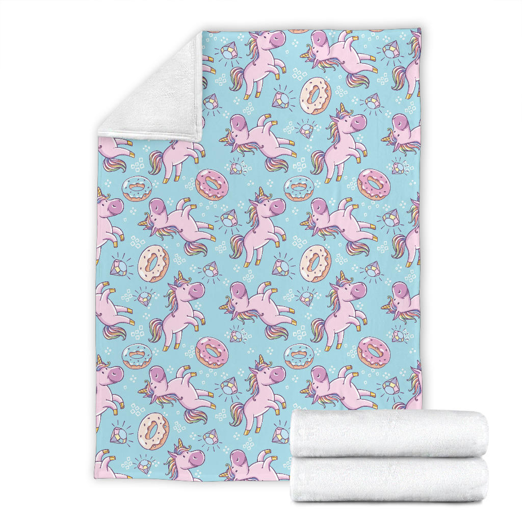 Donut Unicorn Pattern Print Design DN016 Fleece Blanket