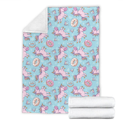 Donut Unicorn Pattern Print Design DN016 Fleece Blanket