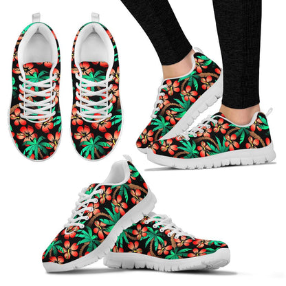 Hawaiian Themed Pattern Print Design H022 Sneakers White Bottom Shoes