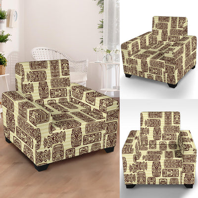 Tiki Brown Symbol Print Armchair Slipcover