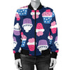 Cupcake Pattern Print Design CP04 Women Bomber Jacket