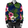 Hibiscus Pattern Print Design HB028 Women Bomber Jacket