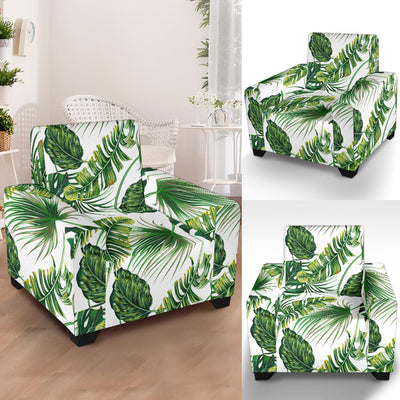 Green Pattern Tropical Palm Leaves Armchair Slipcover