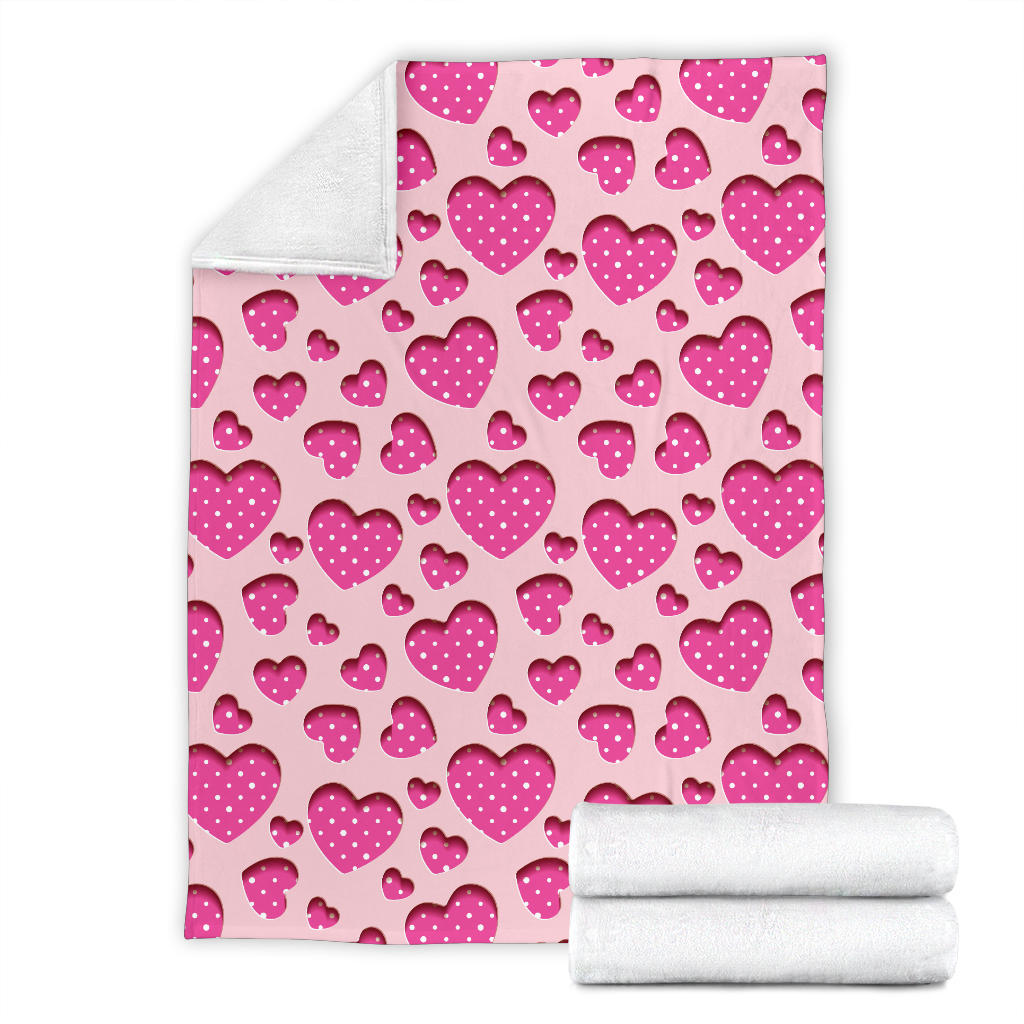 Heart Pink Pattern Print Design HE06 Fleece Blanket