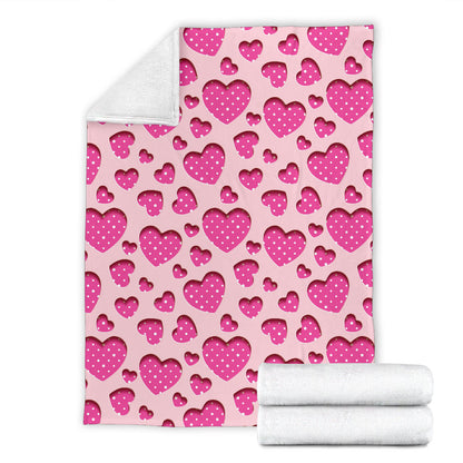 Heart Pink Pattern Print Design HE06 Fleece Blanket