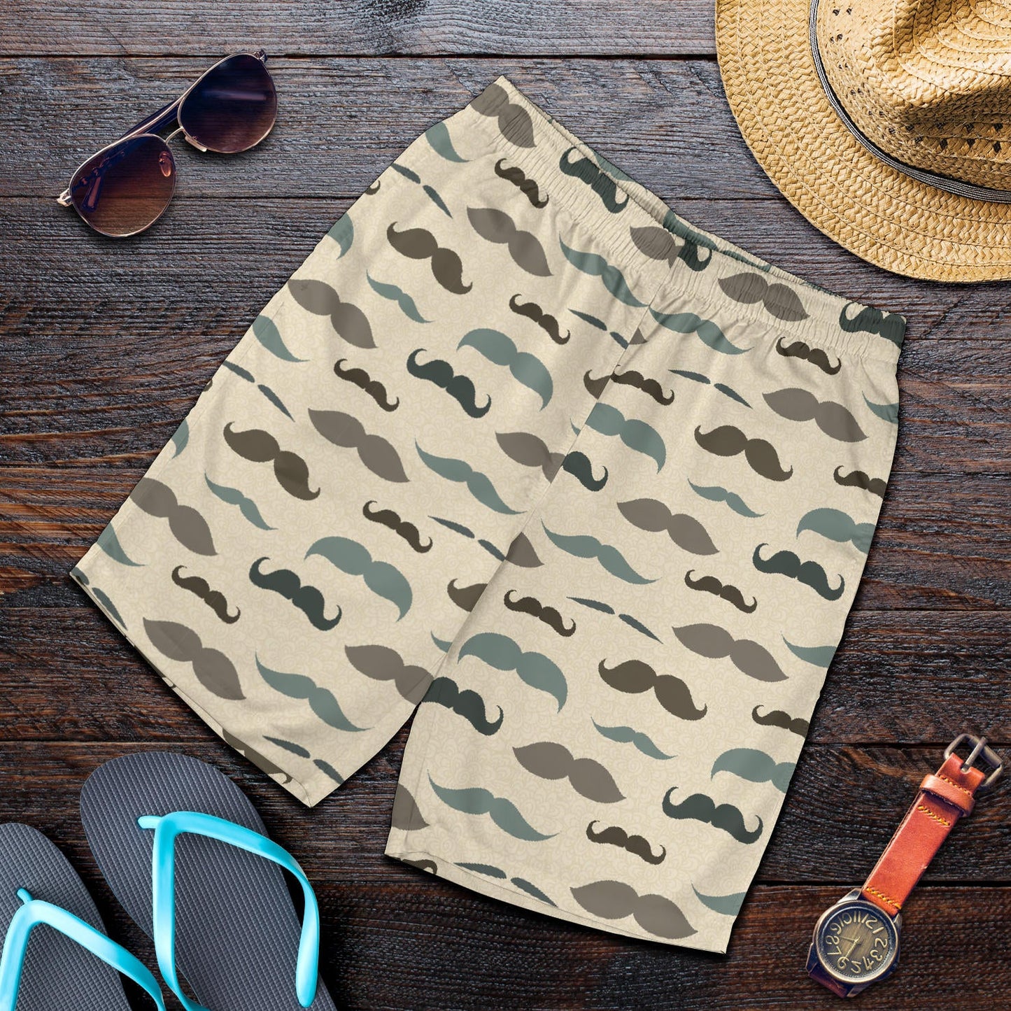 Mustache Pattern Print Design A01 Mens Shorts