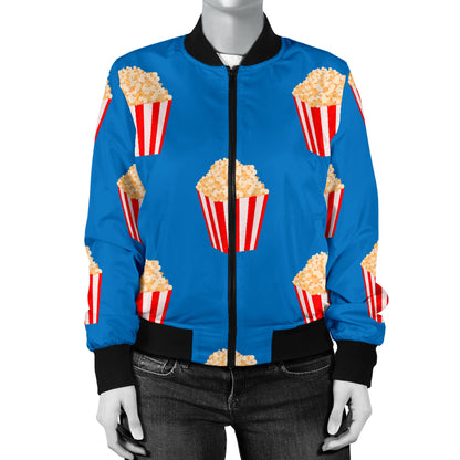 Popcorn Pattern Print Design A04 Women's Bomber Jacket
