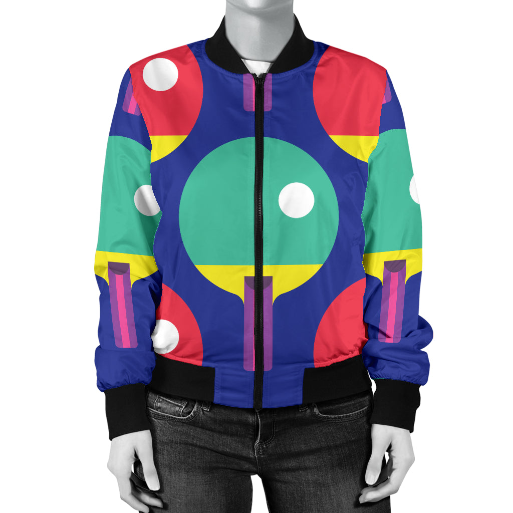 Ping Pong Pattern Print Design A03 Women's Bomber Jacket