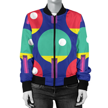 Ping Pong Pattern Print Design A03 Women's Bomber Jacket