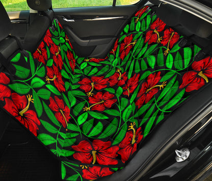 Red Hibiscus Embroidered Pattern Print Design HB032 Rear Dog  Seat Cover