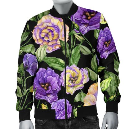 Lisianthus Pattern Print Design LT02 Men Bomber Jacket