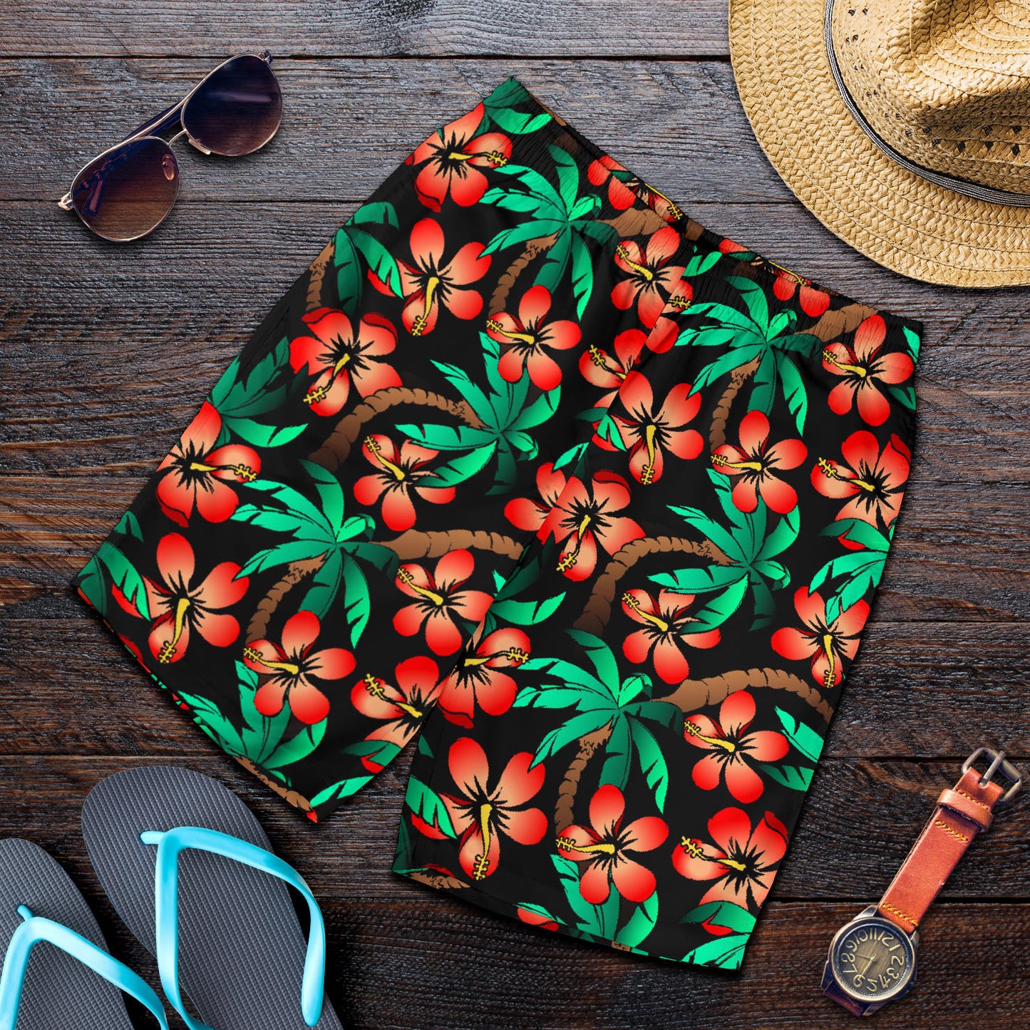 Hawaiian Themed Pattern Print Design H022 Mens Shorts