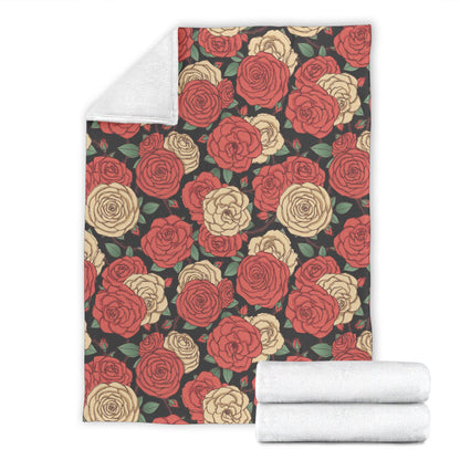 Camellia Pattern Print Design CM01 Fleece Blanket