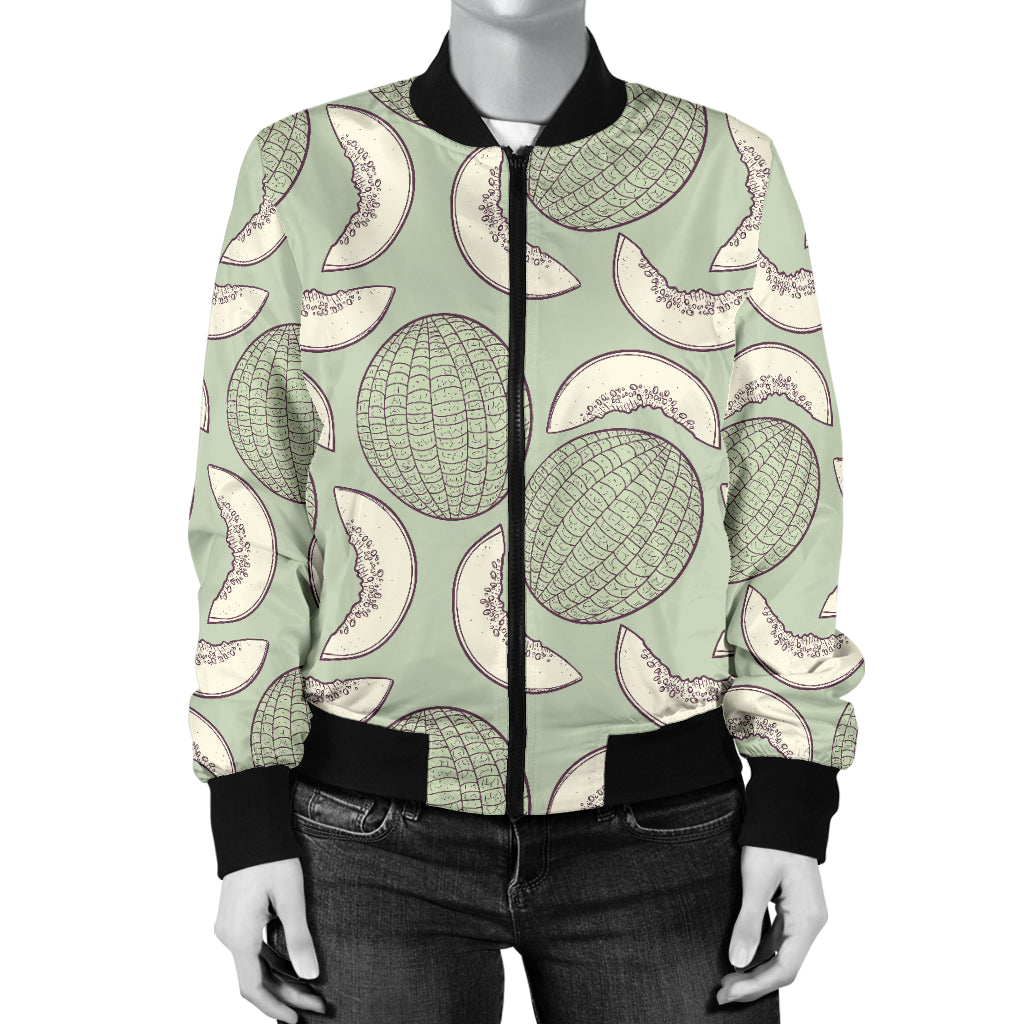 Cantaloupe Pattern Print Design 01 Women's Bomber Jacket