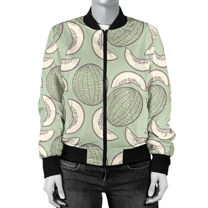 Cantaloupe Pattern Print Design 01 Women's Bomber Jacket