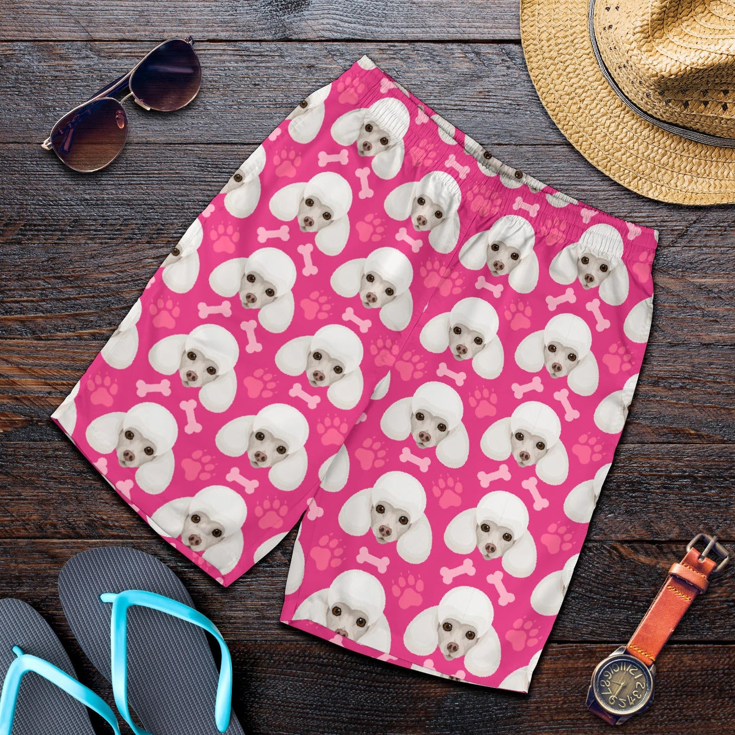 Poodle Pattern Print Design A04 Mens Shorts
