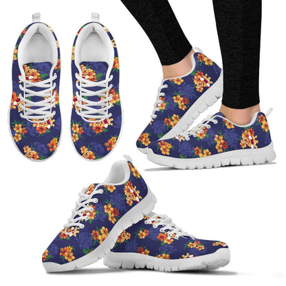 Hawaiian Themed Pattern Print Design H02 Sneakers White Bottom Shoes