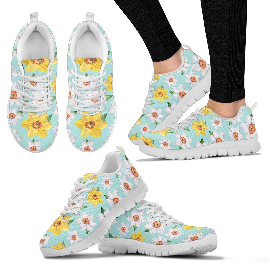 Daffodils Pattern Print Design DF07 Sneakers White Bottom Shoes