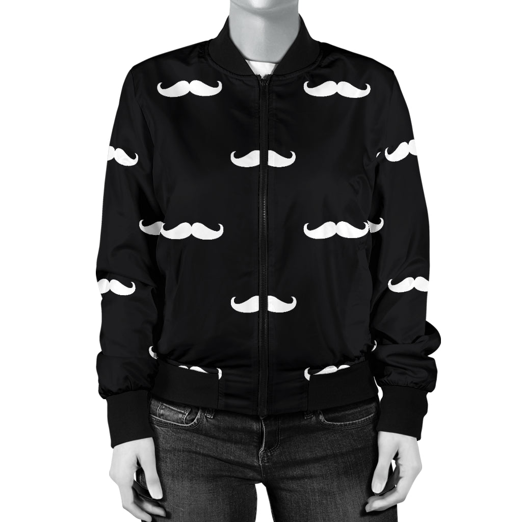Mustache Pattern Print Design A04 Women's Bomber Jacket