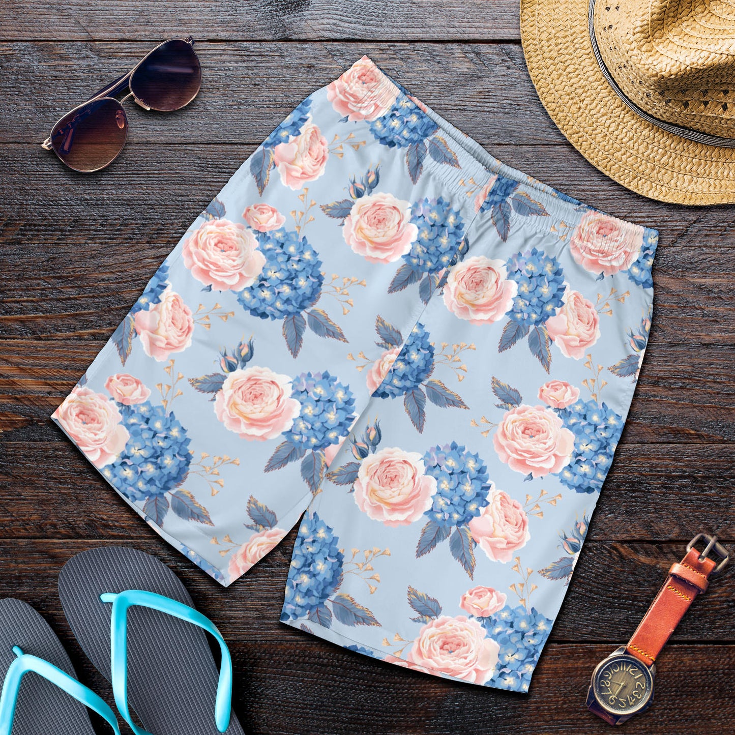 Hydrangea Pattern Print Design HD06 Mens Shorts
