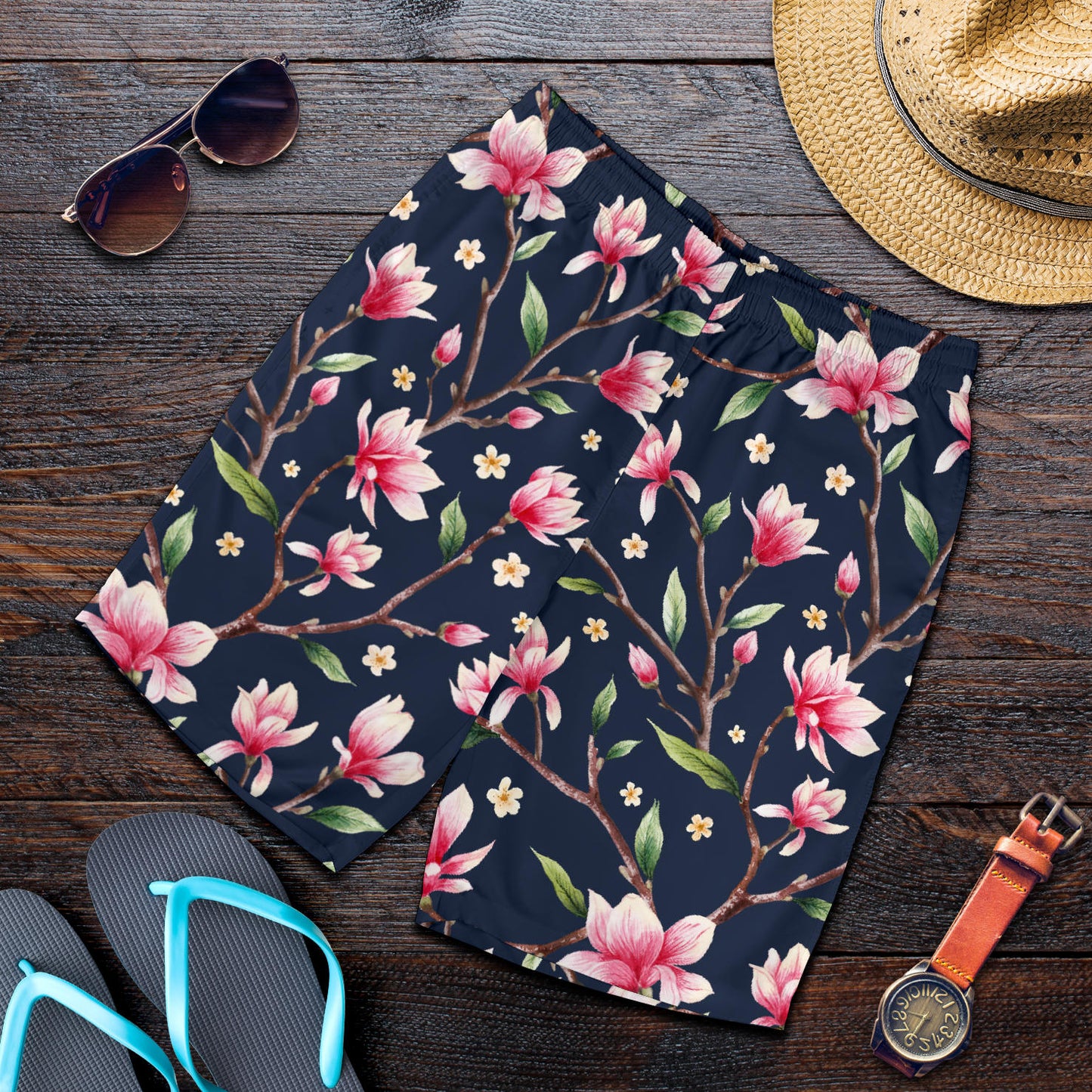 Magnolia Pattern Print Design MAG09 Mens Shorts